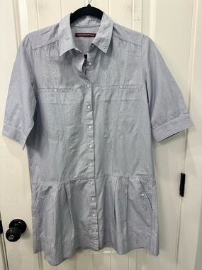 Comptoir des Cotonniers Blue Shirt Dress Effortless French Parisian Chic